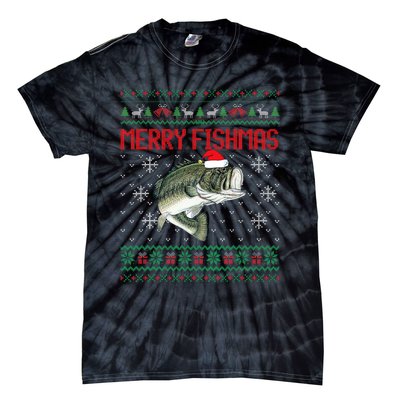 Merry Fishmas Ugly Christmas Sweater Angler Fishing Tie-Dye T-Shirt