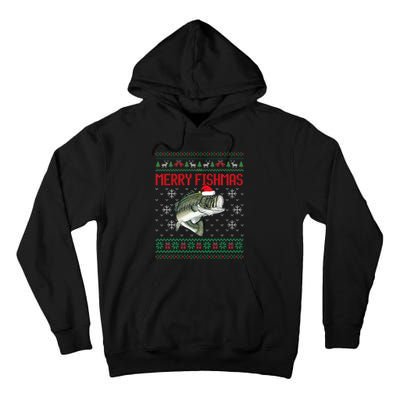 Merry Fishmas Ugly Christmas Sweater Angler Fishing Tall Hoodie