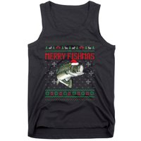 Merry Fishmas Ugly Christmas Sweater Angler Fishing Tank Top