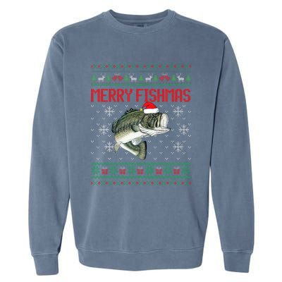 Merry Fishmas Ugly Christmas Sweater Angler Fishing Garment-Dyed Sweatshirt