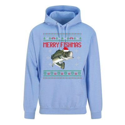 Merry Fishmas Ugly Christmas Sweater Angler Fishing Unisex Surf Hoodie