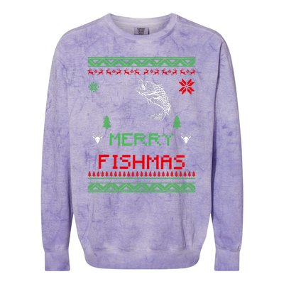 Merry Fishmas Ugly Fishing Christmas Colorblast Crewneck Sweatshirt