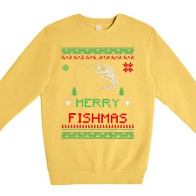 Merry Fishmas Ugly Fishing Christmas Premium Crewneck Sweatshirt