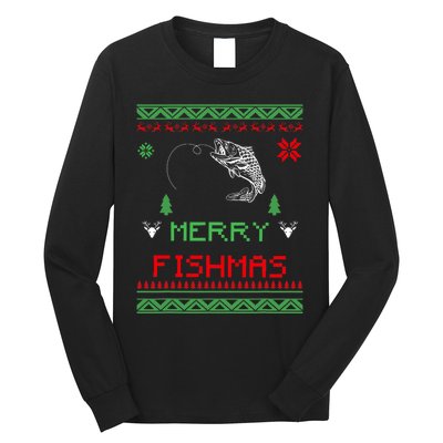 Merry Fishmas Ugly Fishing Christmas Long Sleeve Shirt