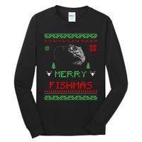 Merry Fishmas Ugly Fishing Christmas Tall Long Sleeve T-Shirt