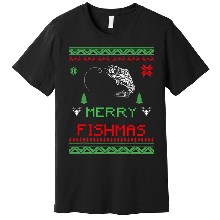 Merry Fishmas Ugly Fishing Christmas Premium T-Shirt