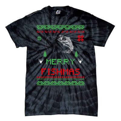 Merry Fishmas Ugly Fishing Christmas Tie-Dye T-Shirt