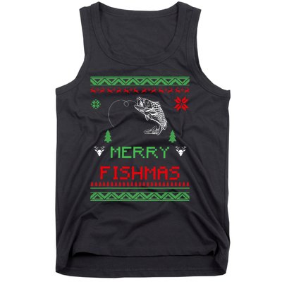 Merry Fishmas Ugly Fishing Christmas Tank Top