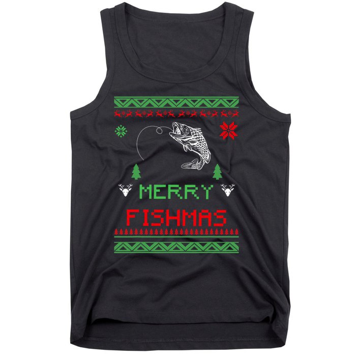 Merry Fishmas Ugly Fishing Christmas Tank Top