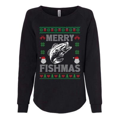 Merry Fishmas Ugly Christmas Fishing Fisher Fish Gift Womens California Wash Sweatshirt