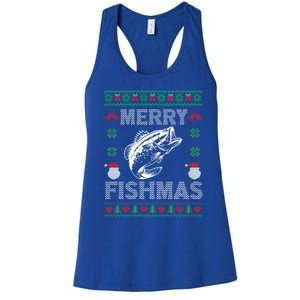 Merry Fishmas Ugly Christmas Fishing Fisher Fish Gift Women's Racerback Tank