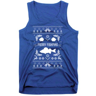 Merry Fishmas Ugly Fishing Christmas Bass Fish Xmas Gift Tank Top