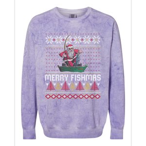 Merry Fishmas Ugly Christmas Design Gift Colorblast Crewneck Sweatshirt