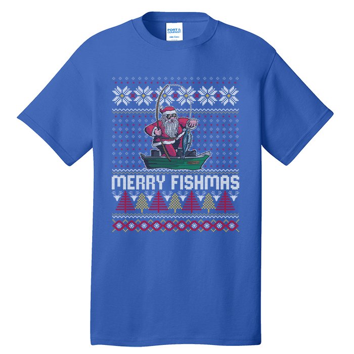 Merry Fishmas Ugly Christmas Design Gift Tall T-Shirt