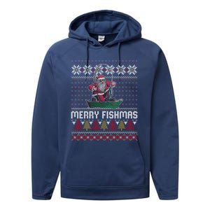 Merry Fishmas Ugly Christmas Design Gift Performance Fleece Hoodie