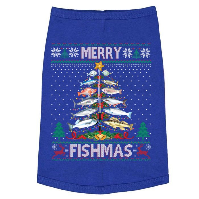 Merry Fishmas Ugly Sweater Fish Fishing Rod Christmas Tree Gift Doggie Tank