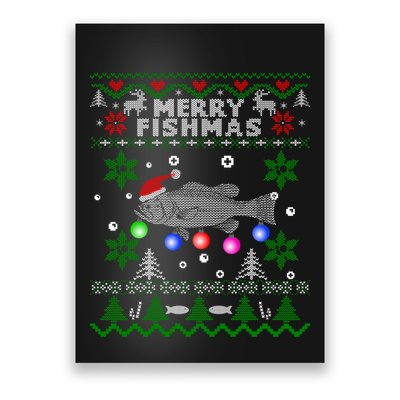 Merry Fishmas Ugly Christmas Fishing Gifts Large Mouth Bass Poster