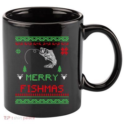 Merry Fishmas Ugly Fishing Christmas Gift 11oz C Handle Ceramic Mug