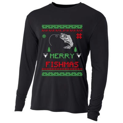 Merry Fishmas Ugly Fishing Christmas Gift Cooling Performance Long Sleeve Crew