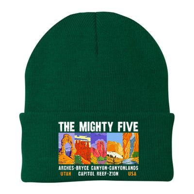 Mighty Five Utah National Parks Distressed Knit Cap Winter Beanie