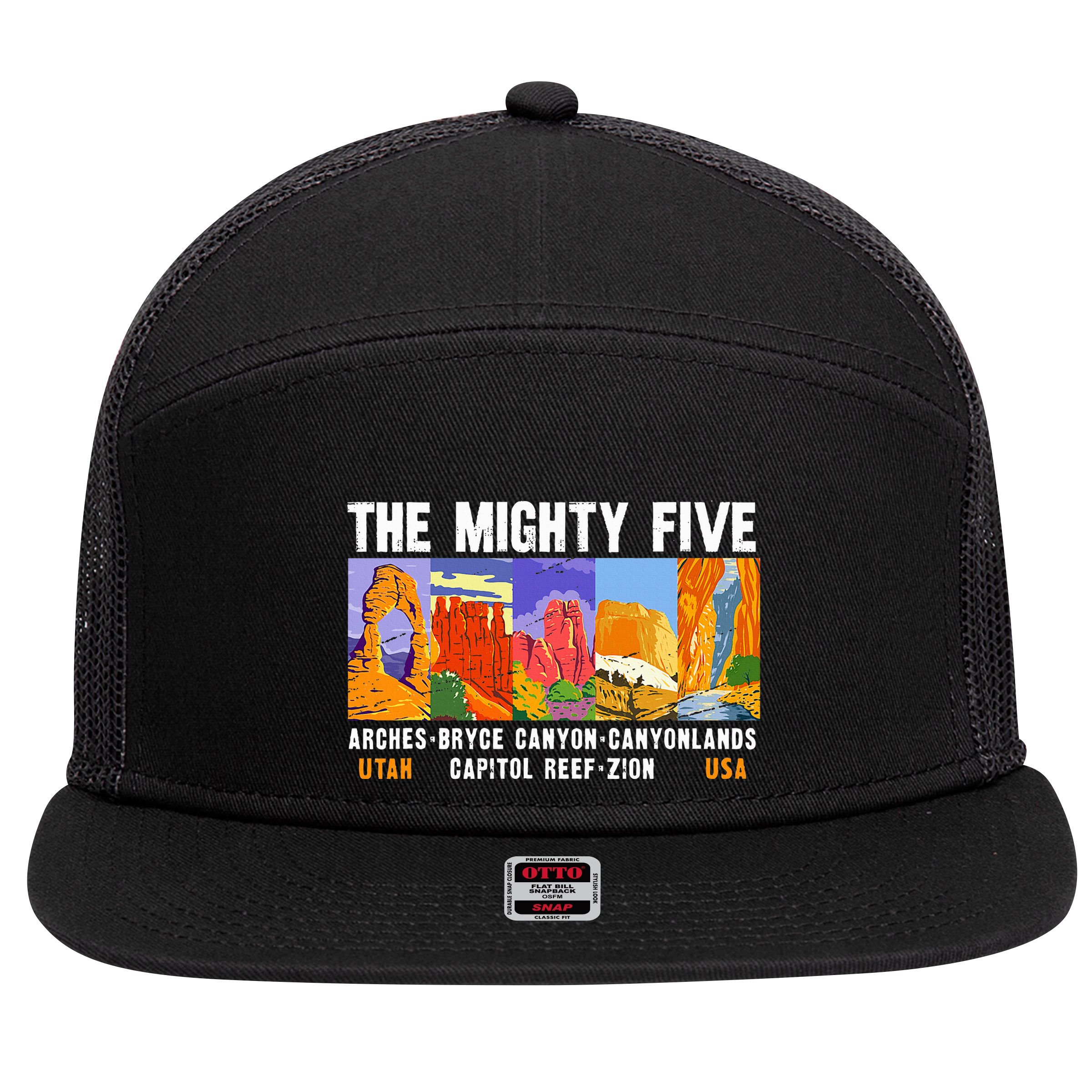 Mighty Five Utah National Parks Distressed 7 Panel Mesh Trucker Snapback Hat