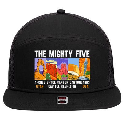 Mighty Five Utah National Parks Distressed 7 Panel Mesh Trucker Snapback Hat