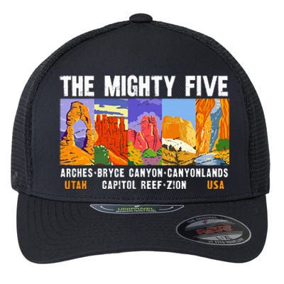 Mighty Five Utah National Parks Distressed Flexfit Unipanel Trucker Cap