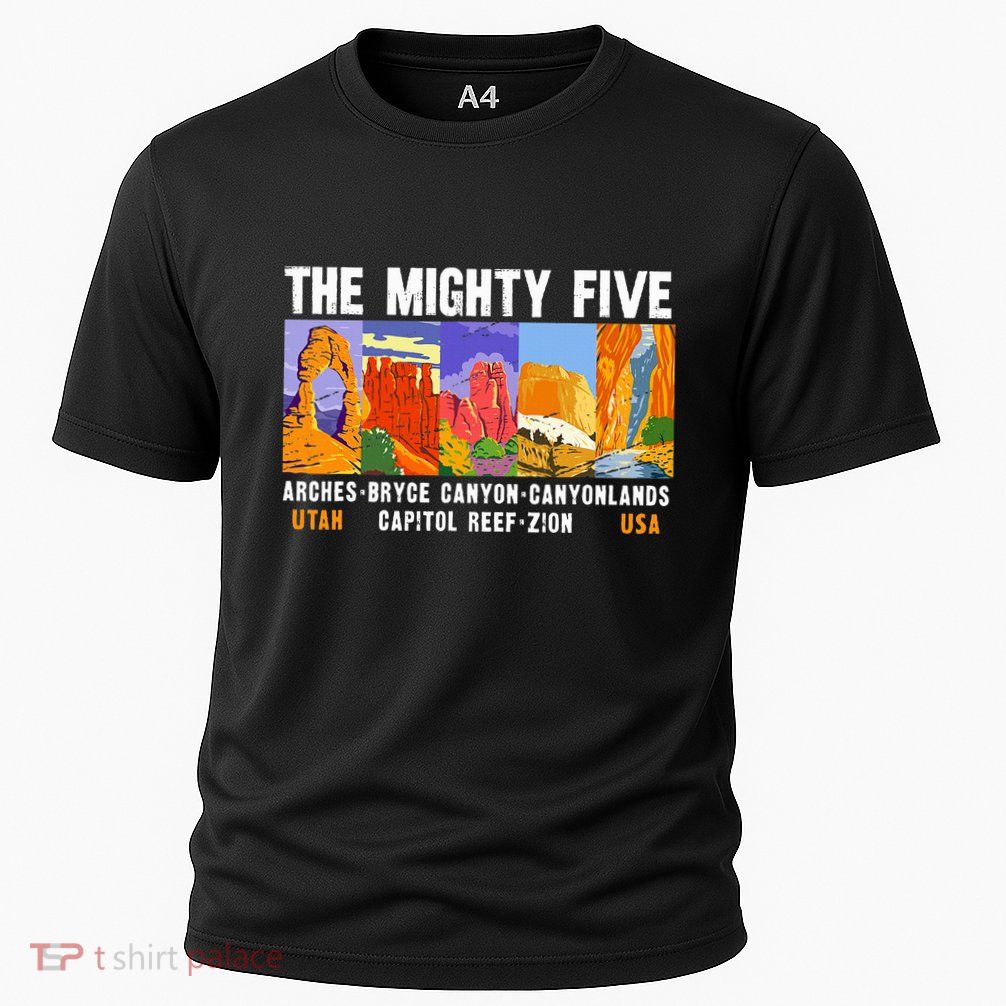 Mighty Five Utah National Parks Distressed Performance Shirt