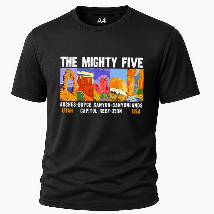 Mighty Five Utah National Parks Distressed Cooling Performance Crew T-Shirt