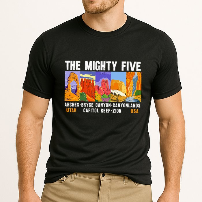 Mighty Five Utah National Parks Distressed Cooling Performance Crew T-Shirt