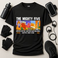 Mighty Five Utah National Parks Distressed Cooling Performance Crew T-Shirt