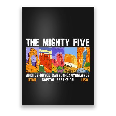 Mighty Five Utah National Parks Distressed Poster