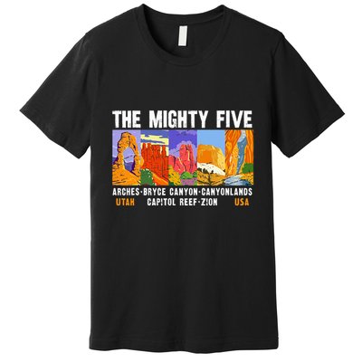 Mighty Five Utah National Parks Distressed Premium T-Shirt