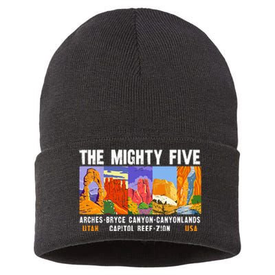 Mighty Five Utah National Parks Distressed Sustainable Knit Beanie