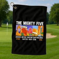 Mighty Five Utah National Parks Distressed Golf Towel