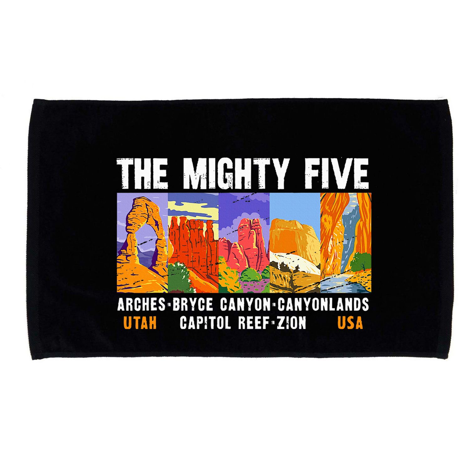 Mighty Five Utah National Parks Distressed Microfiber Hand Towel