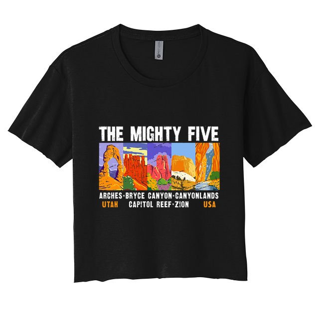 Mighty Five Utah National Parks Distressed Crop Top