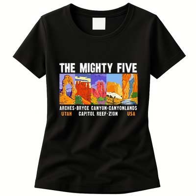 Mighty Five Utah National Parks Distressed Womens T-Shirt