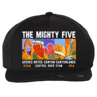 Mighty Five Utah National Parks Distressed Wool Snapback Cap