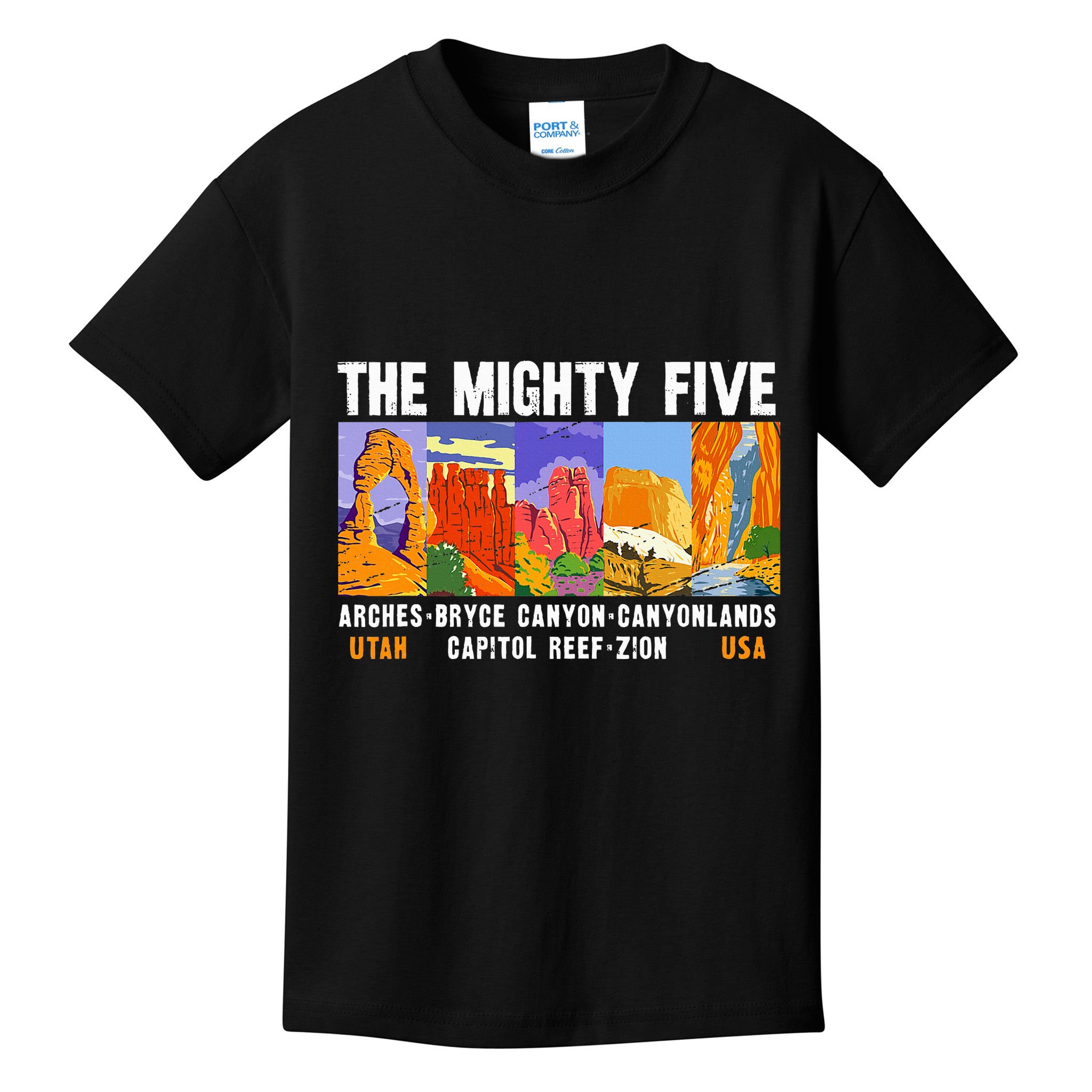 Mighty Five Utah National Parks Distressed Kids T-Shirt