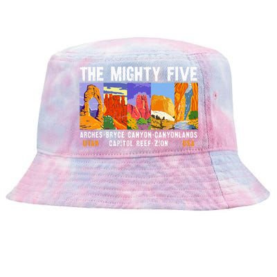 Mighty Five Utah National Parks Distressed Tie-Dyed Bucket Hat