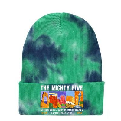 Mighty Five Utah National Parks Distressed Tie Dye 12in Knit Beanie