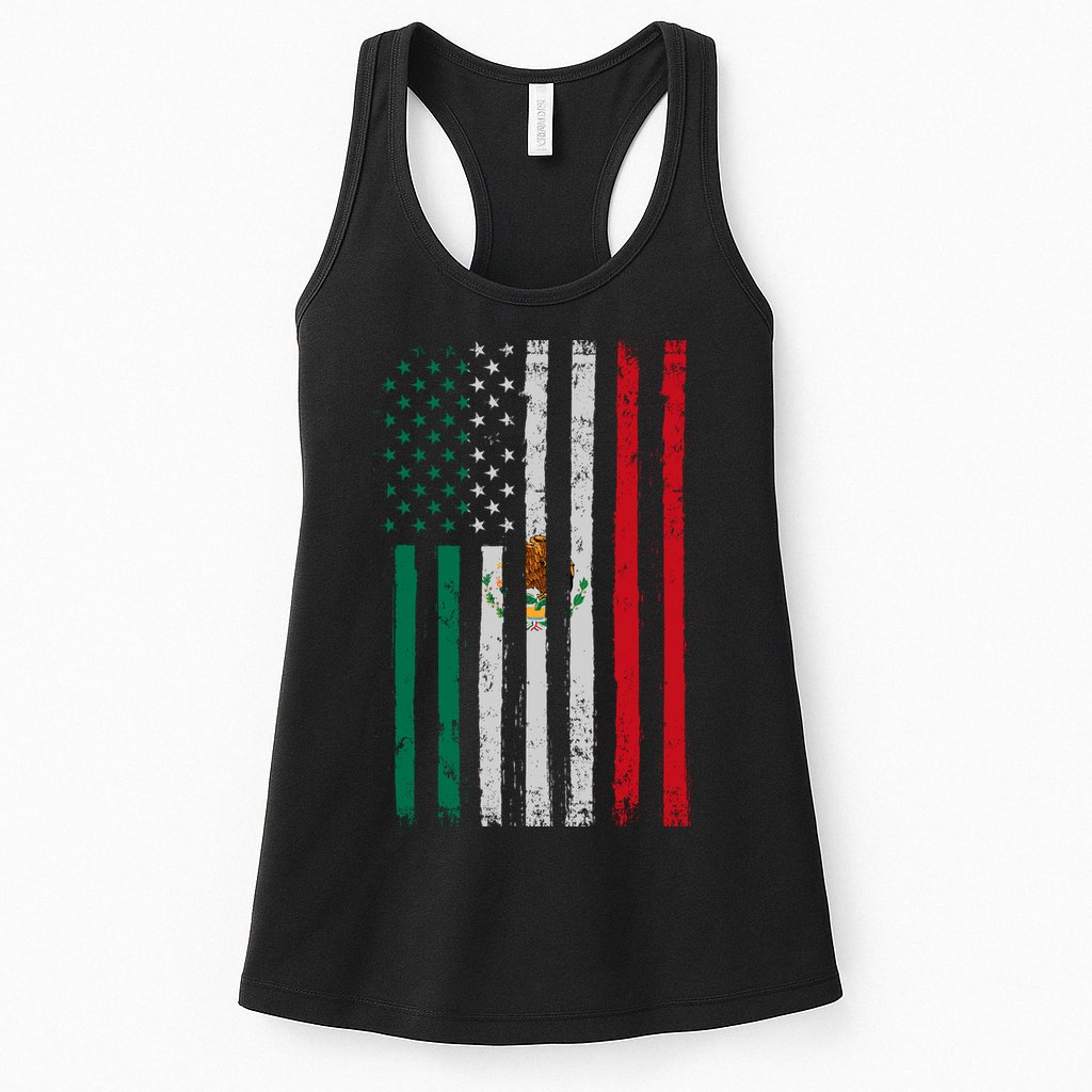 Mexico Flag USA American Mexican Independence Day Womens Tank Top