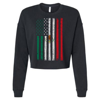Mexico Flag USA American Mexican Independence Day Cropped Pullover Crew