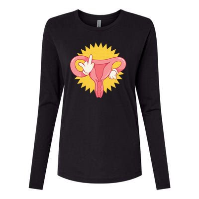 Middle Finger Uterus Womens Cotton Relaxed Long Sleeve T-Shirt