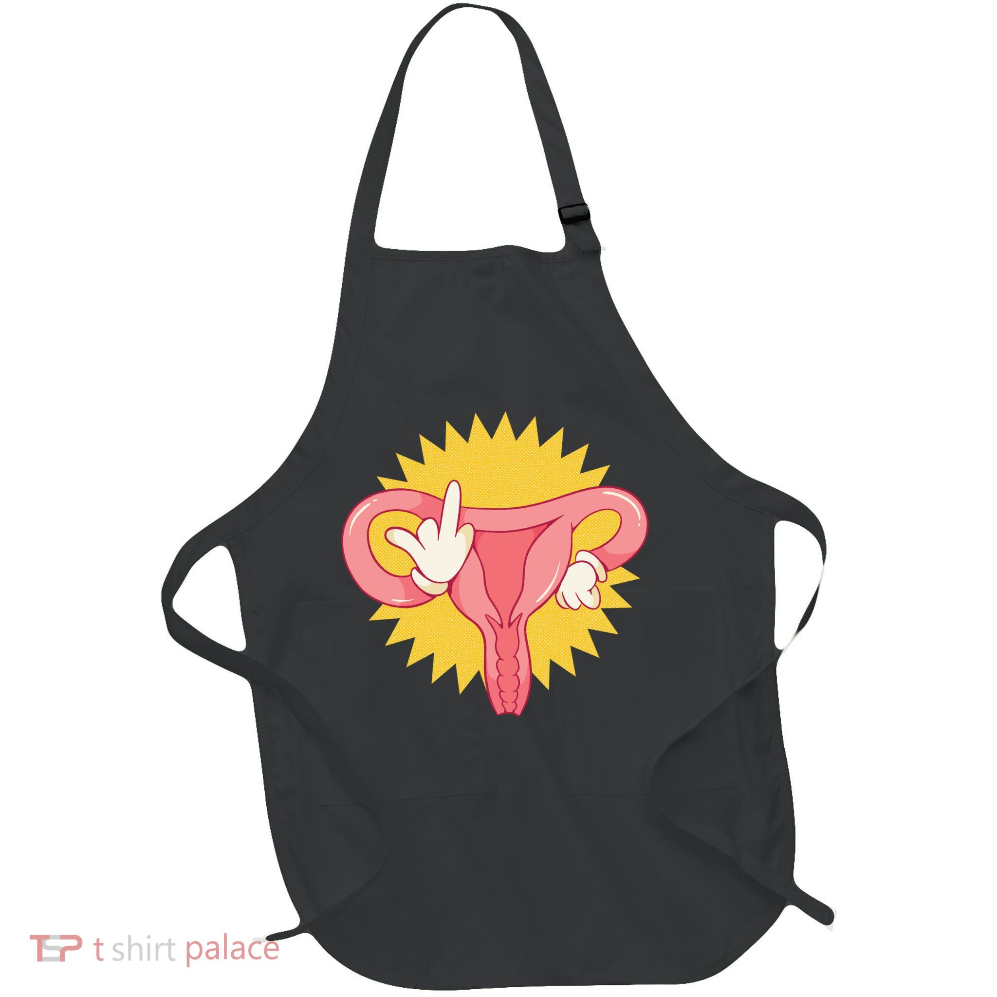 Middle Finger Uterus Full-Length Apron With Pockets