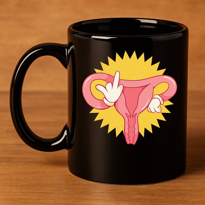 Middle Finger Uterus 11oz C Handle Ceramic Mug