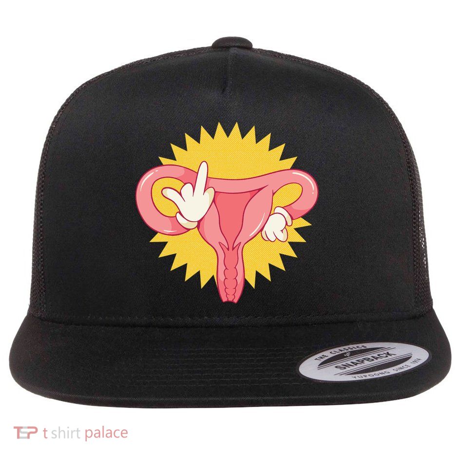 Middle Finger Uterus Flat Bill Trucker Hat