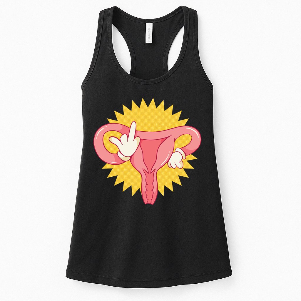 Middle Finger Uterus Womens Tank Top
