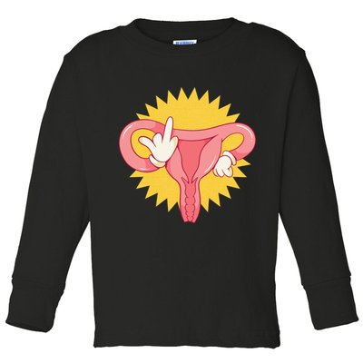 Middle Finger Uterus Toddler Long Sleeve Shirt